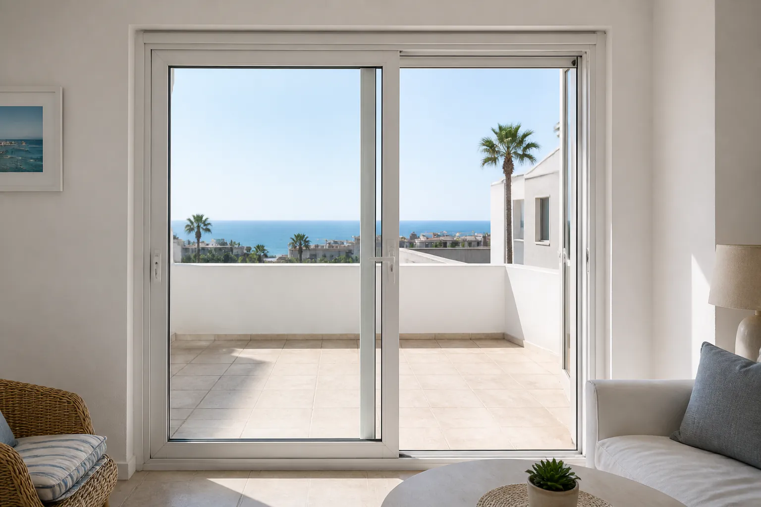 Ventana corredera de PVC junto a una terraza en Alicante