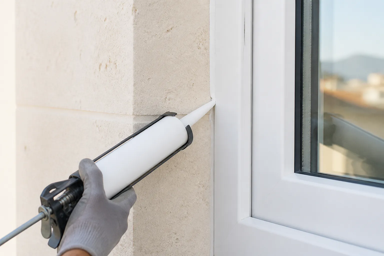 Fijación y sellado perimetral de una nueva ventana de PVC en Alicante
